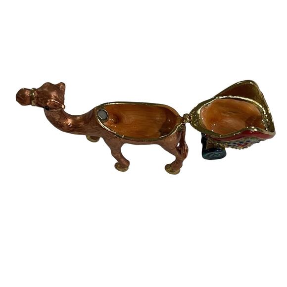 Jeweled Camel Trinket Box Hinged Enameled Metal Miniature Figurine Multicolor - Picture 3 of 6